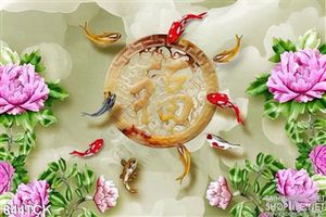 Tranh wall cá koi giả ngọc