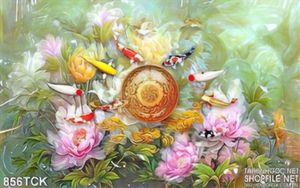 Tranh giả ngọc cá koi wall