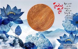 Tranh trường thọ hoa sen vẽ tay đẹp