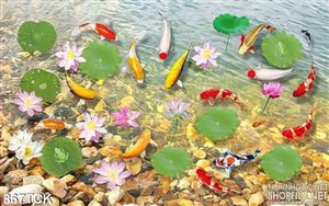 Tranh đàn koi tung tăng bơi lội 3d in uv