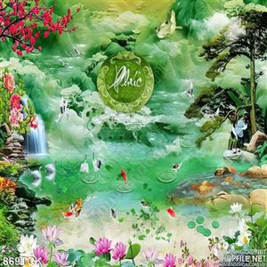Tranh chữ phúc giả ngọc hoa sen đẹp 3d
