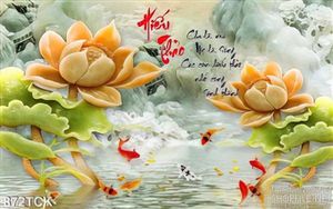 Tranh giả ngọc 3d hoa sen hiếu thảo