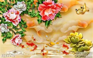 Tranh hoa mẫu đơn in uv giả ngọc đẹp