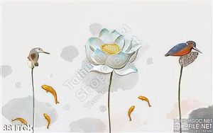 Tranh hoa sen và chú chim bối cá in uv