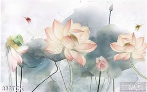 Tranh 3d wall hoa sen vẽ