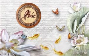Tranh chữ phúc và hoa sen giả ngọc
