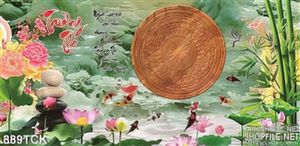 Tranh trường thọ hoa sen psd in uv