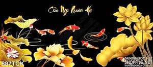 Tranh hoa sen mạ vàng cửu ngư