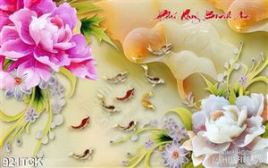 Tranh hoa 3d mẫu đơn phú quý bình an