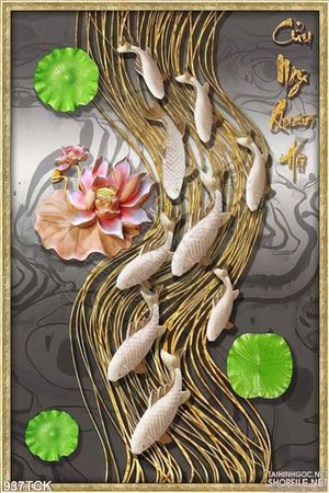 Tranh cá chép bơi bằng vàng