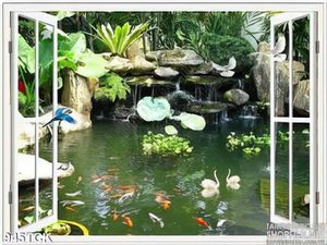 Tranh hồ cá chép bên cửa sổ