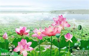 Tranh hoa sen và hồ nước mát