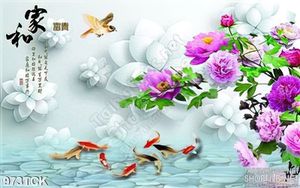Tranh cá chép wall in 3d ấn tượng