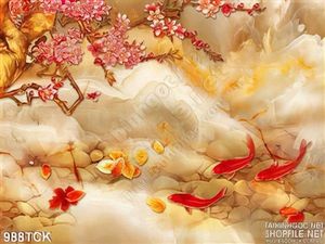 Tranh cá chép giả ngọc đẹp ấn tượng