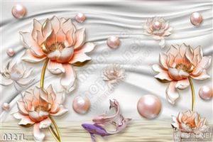 Tranh lụa 3D hoa sen và cá chép