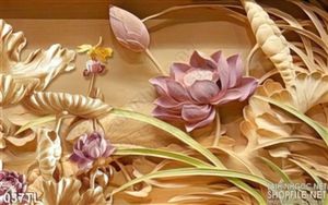 Tranh lụa 3D sen gỗ treo tường đẹp