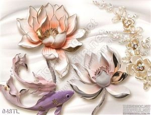 Tranh lụa 3D hoa sen và cá chép