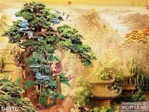 Tranh lụa 3D giả ngọc phong cảnh đẹp