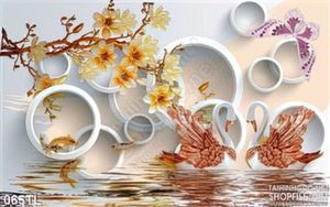 Tranh lụa 3D thiên nga đẹp