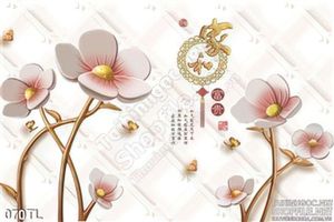 Tranh lụa 3D hoa đào đẹp treo tường