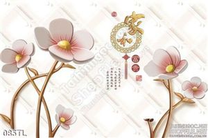 Tranh lụa 3D hoa đào giả ngọc đẹp