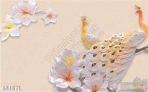 Tranh lụa 3D chim công và hoa đẹp độc đáo