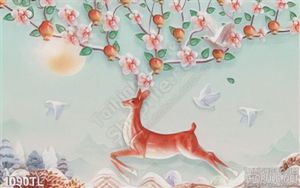 Tranh lụa 3D  hươu nai trang trí đẹp