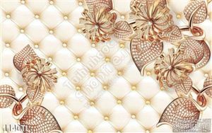 Tranh lụa 3D hoa kim cương dát vàng