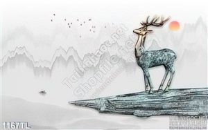 Tranh lụa 3D hươu nai treo tường độc đáo