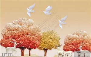 Tranh lụa 3D rừng cây nghệ thuật treo tường