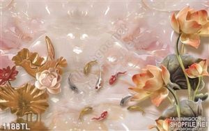 Tranh giả ngọc hoa sen cá chép đẹp