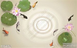 Tranh cá chép và hoa sen đẹp
