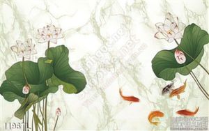 Tranh lá sen in gạch đẹp độc đáo