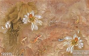 Tranh giả ngọc cá và hoa sen đẹp