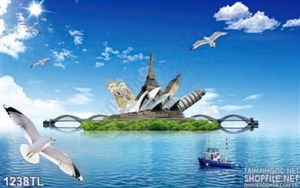 Tranh chim bồ câu và đại dương trang trí phòng khách