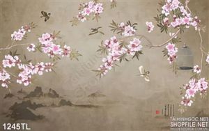 Tranh hoa đào trang trí dán tường đẹp nhất