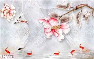Tranh giả ngọc hoa và cá chép trang trí tường đẹp