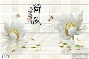 Tranh lụa 3D hoa sen in gạch đẹp