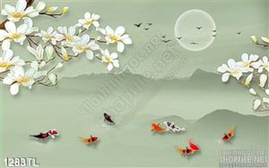 Tranh cá chép và hoa đẹp nhất