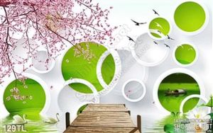 Tranh lụa 3D hoa đào đẹp độc đáo