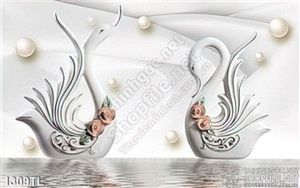 Tranh lụa 3D chim thiên nga và ngọc trai