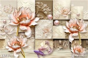 Tranh lụa 3D hoa sen giả ngọc