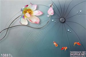 Tranh lụa hoa Sen và cá chép nghệ thuật
