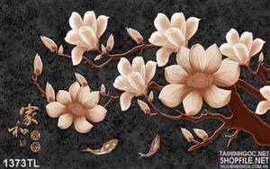 Tranh 3D hoa cổ điển trang trí tường