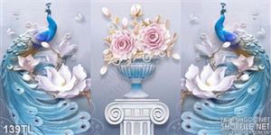 Tranh lụa 3D chim công nghệ thuật đẹp