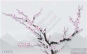Tranh hoa đào thư pháp độc đáo