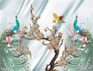 Tranh lụa 3D chim công nghệ thuật đẹp