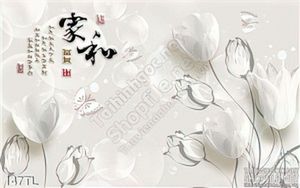 Tranh lụa 3D hoa tulip trắng đẹp