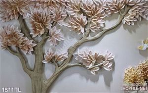 Tranh lụa 3D cây điêu khắc trang trí