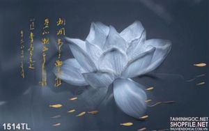 Tranh hoa Sen thư pháp